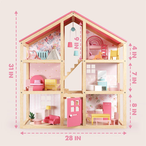 tiny-land®-love-dollhouse-with-30-furniture--Sophia's Style--6